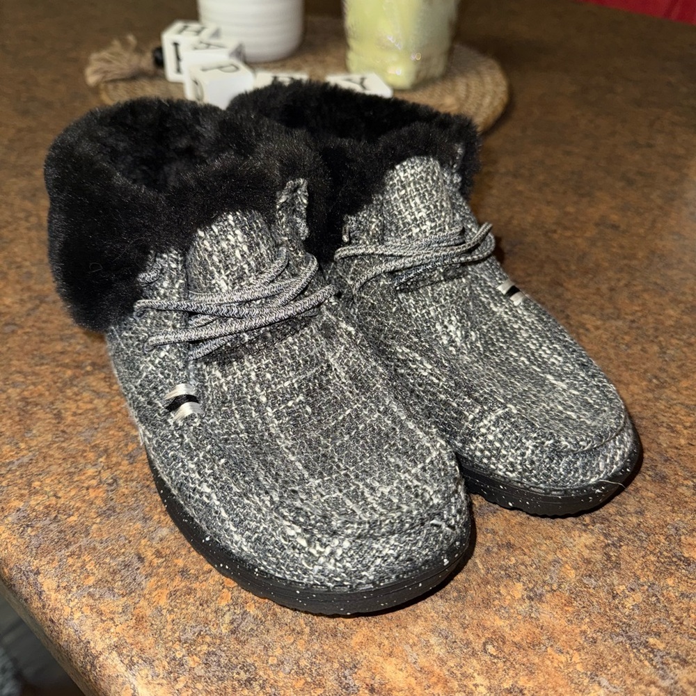 Hey Dude Black and Gray Ankle Boots